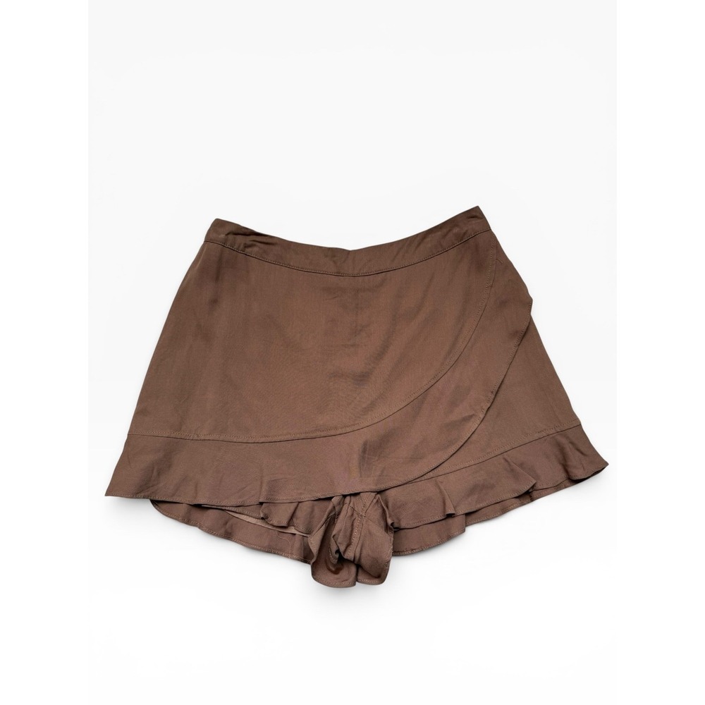 New Altar'd State Mocha Brown Ruffle Wrap Skort Brown Medium